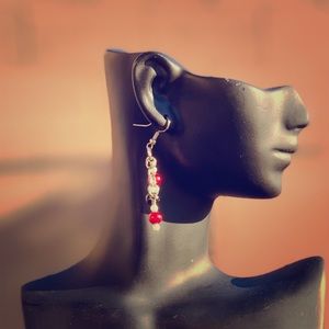Red and Black beaded dangle earrings